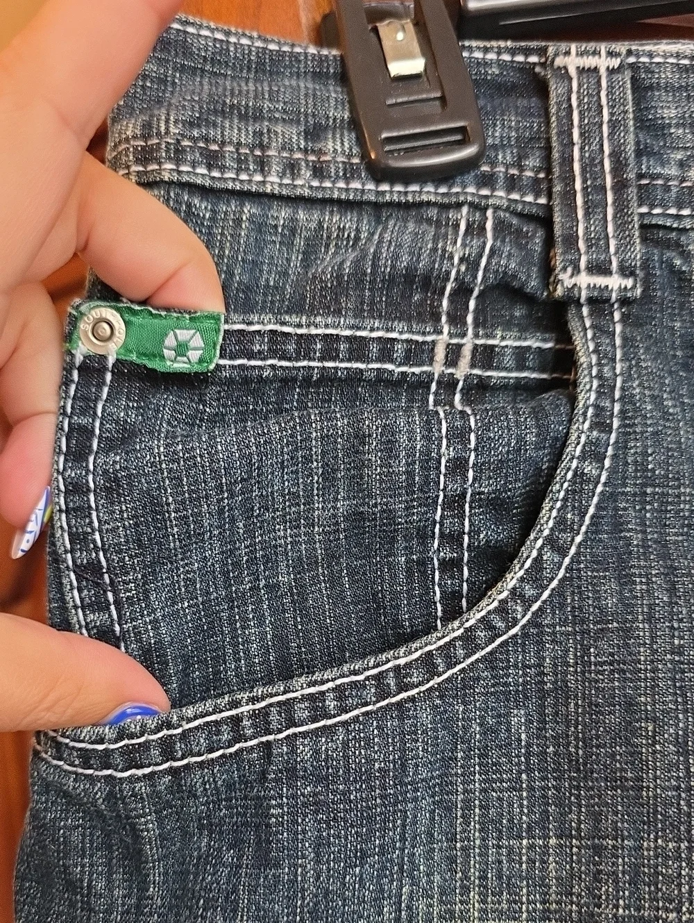 South Pole Mens Denim-Look Blue Shorts
